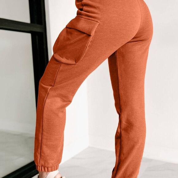 Orange Cargo Jogger SweatPants Drawstring Cargos - Picture 4 of 6